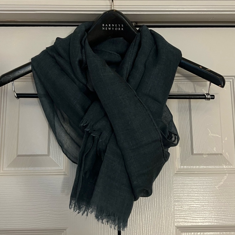 Archive Yves Saint Laurent beautiful blue-green silk & cashmere scarf.